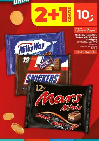 Mini batony Bounty, Mars, Snickers, Milky Way, Twix lub Knoppers