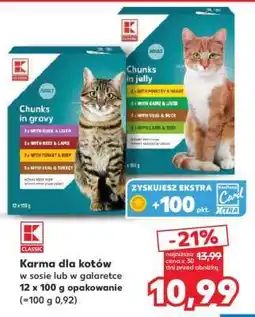 Kaufland Karma dla kotów w sosie lub w galaretce 12 x 100 g opakowanie (=100 g 0,92) oferta