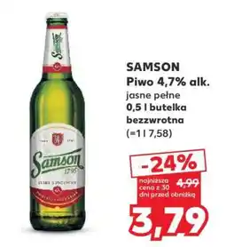 Kaufland SAMSON Piwo 4,7% alk. jasne pełne 0,5 l butelka bezzwrotna oferta
