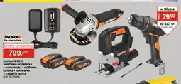 Leroy Merlin Zestaw WX955 wiertarko-wkrętarka + wyrzynarka + szlifierka kątowa + ładowarka + 2 baterie Worx oferta
