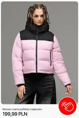 Cropp Różowo-czarna pufferka z kapturem Cropp oferta