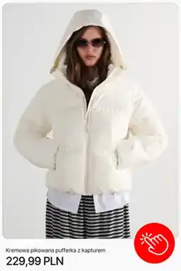 Cropp Kremowa pikowana pufferka z kapturem Cropp oferta
