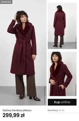 Top Secret Stylowy bordowy płaszcz oferta