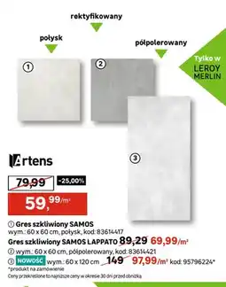 Leroy Merlin Gres szkliwiony Samos 60x60 cm Artens oferta