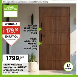 Leroy Merlin Drzwi wejściowe akustyczne Lorient orzechowe 90 cm oferta