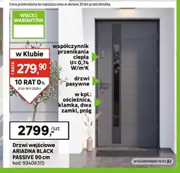 Leroy Merlin Drzwi wejściowe Ariadna Black Passive 90 cm oferta