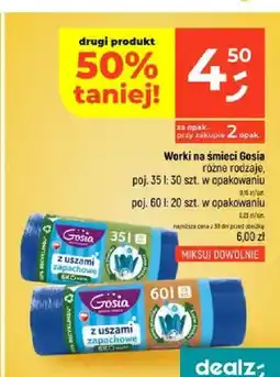 Dealz Worki na śmieci z uszami zapachowe 60 l Gosia oferta
