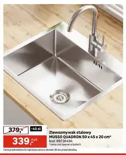 Leroy Merlin Zlewozmywak stalowy Musso Quadron 50x45x20 cm oferta