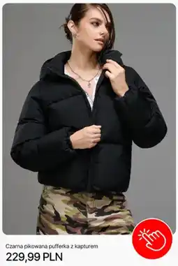 Cropp Czarna pikowana pufferka z kapturem Cropp oferta