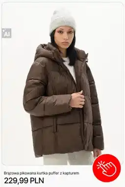 Cropp Brązowa pikowana kurtka puffer z kapturem Cropp oferta