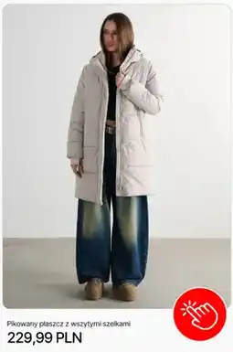 Cropp Pikowany płaszcz z wszytymi szelkami Cropp oferta