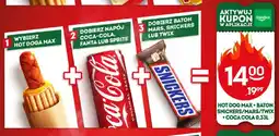 Żabka Zestaw Hot Dog Max + baton Snickers, Mars lub Twix + Coca-Cola 0,33 l oferta