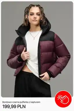 Cropp Bordowo-czarna pufferka z kapturem Cropp oferta