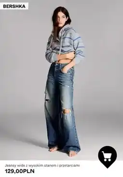 Bershka Jeansy wide z wysokim stanem i przetarciami Bershka oferta