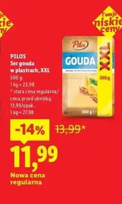 Lidl Ser gouda w plastrach XXL Pilos oferta