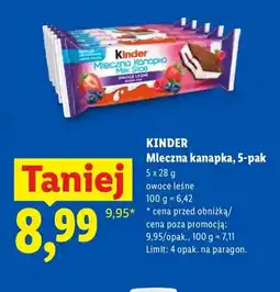 Lidl Mleczna kanapka owoce leśne 5-pak Kinder oferta