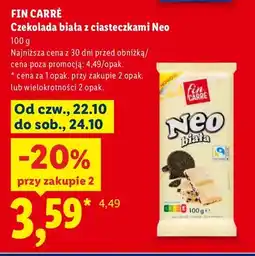 Lidl Czekolada biała z ciasteczkami Neo Fin Carré oferta