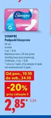 Lidl Podpaski klasyczne normal Siempre oferta