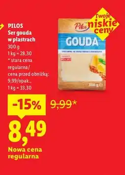 Lidl Ser gouda w plastrach Pilos oferta