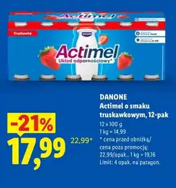Lidl Actimel o smaku truskawkowym 12-pak Danone oferta