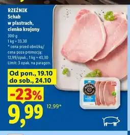 Lidl Schab w plastrach cienko krojony Rzeźnik oferta