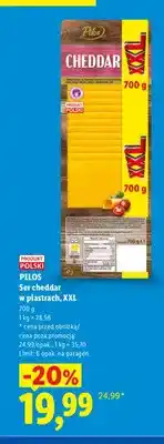 Lidl Ser cheddar w plastrach XXL Pilos oferta