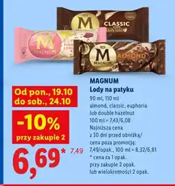 Lidl Lody na patyku almond Magnum oferta