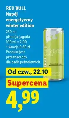 Lidl Napój energetyczny winter edition pistacja-jagoda Red Bull oferta