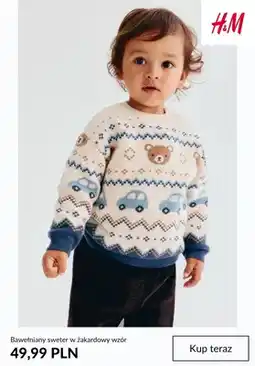 H&M Bawełniany sweter w żakardowy wzór H & M oferta