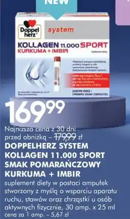 SuperPharm Doppelherz System Kollagen 11.000 Sport Smak Pomarańczowy Kurkuma + Imbir oferta