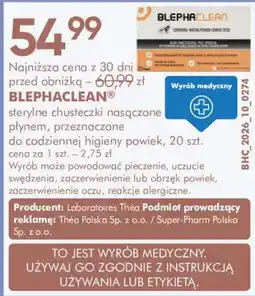 SuperPharm BLEPHACLEAN® sterylne chusteczki nasączone płynem oferta