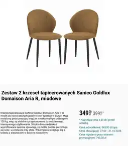 Biedronka Zestaw 2 krzeseł tapicerowanych Sanico Goldlux Domaison Aria R, miodowe oferta