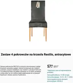 Biedronka Zestaw 4 pokrowców na krzesła Restilo, antracytowe oferta