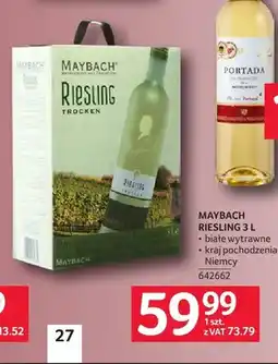 Selgros Wino białe wytrawne Maybach Riesling oferta