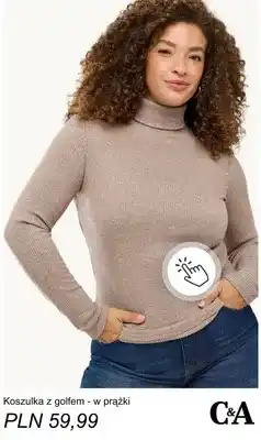 C&A Koszulka z golfem w prążki C & A oferta