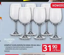 Selgros Komplet 6 kieliszków do wina 250 ml Mila Bohemia Prestige oferta