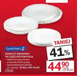 Selgros Komplet obiadowy 18 części Feston Folia Luminarc oferta