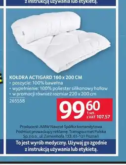 Selgros Kołdra Actigard 160x200 cm oferta