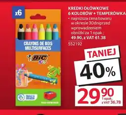 Selgros Kredki ołówkowe 6 kolorów + temperówka Bic oferta