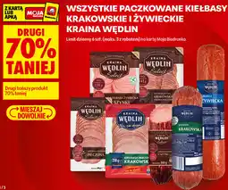 Biedronka Wszystkie paczkowane kiełbasy krakowskie i żywieckie Kraina Wędlin oferta