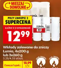 Biedronka Wkłady zalewane do zniczy Lumia 4x200 g lub 3x260 g oferta