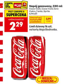 Biedronka Napój gazowany Coca-Cola, Coca-Cola Zero Cukru, Fanta, Sprite oferta