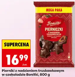 Biedronka Pierniki z nadzieniem truskawkowym w czekoladzie Bonitki oferta