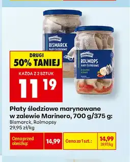 Biedronka Płaty śledziowe marynowane w zalewie Marinero Bismarck oferta