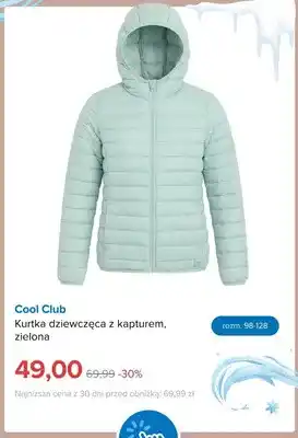 Kurtka dziewczęca z kapturem zielona Cool Club