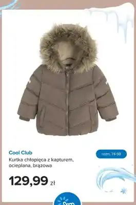 Kurtka chłopięca z kapturem ocieplana brązowa Cool Club
