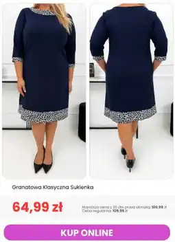 Modna Kiecka Granatowa klasyczna sukienka oferta