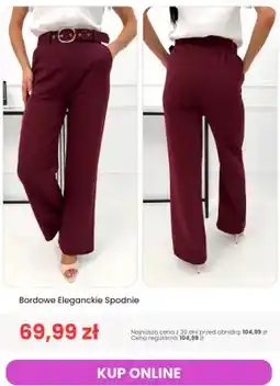Modna Kiecka Bordowe eleganckie spodnie oferta
