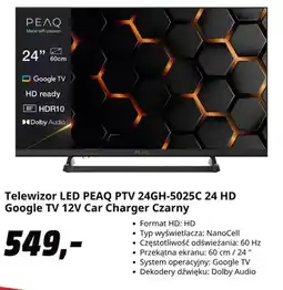 Media Markt Telewizor LED Peaq Ptv 24GH-5025C 24 Hd Google Tv czarny oferta