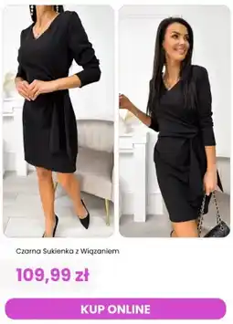 Modna Kiecka Czarna sukienka z wiązaniem oferta